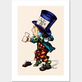 Vintage mad hatter with bright colors, from Alices adventures in wonderland tale Posters and Art